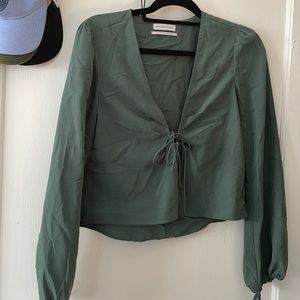 Green Urban Outfitters Front Tie Shirt
